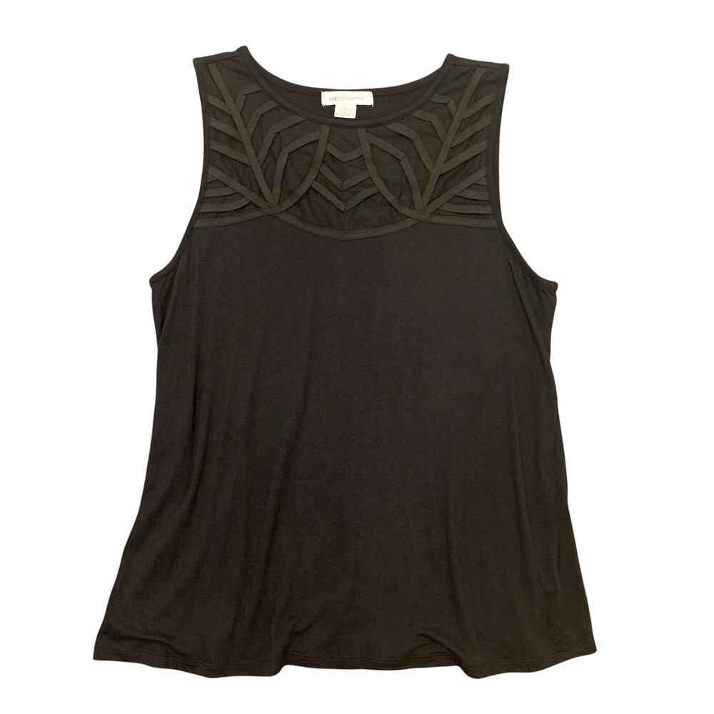 Sleeveless Top Detailed Black Liz Claiborne Women's Size L